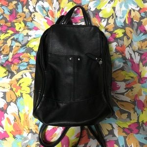 Small Black Faux Leather Backpack